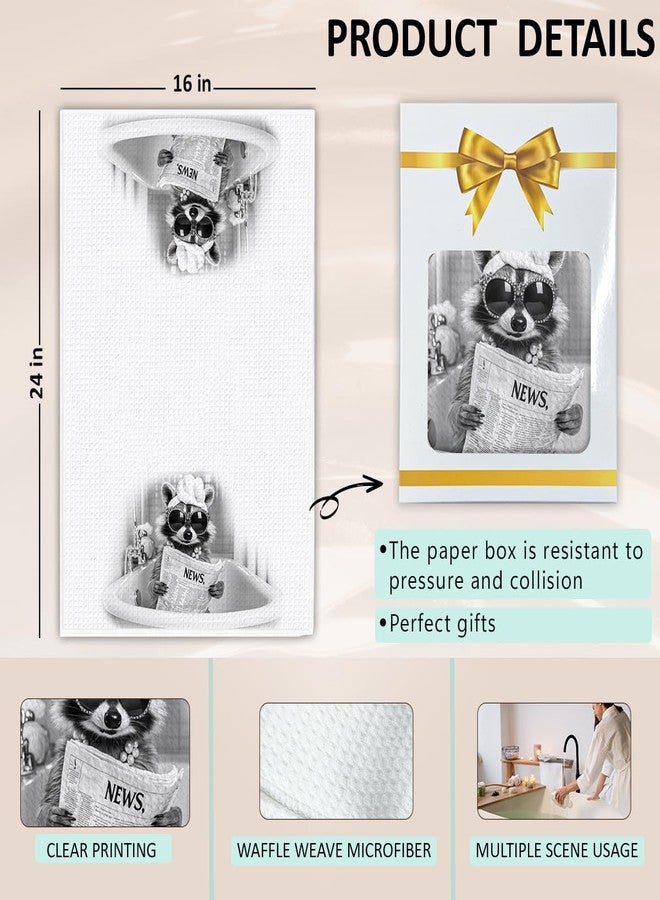 KIDEAR Funny Raccoon Hand Towel for Bathroom,1 PCS Cute Raccoon Kitchen Towels for Kids Room Decorations Dish Towels,Cute Animal, Gifts for Women, Pet Owners Housewarming - C02 - Image 2